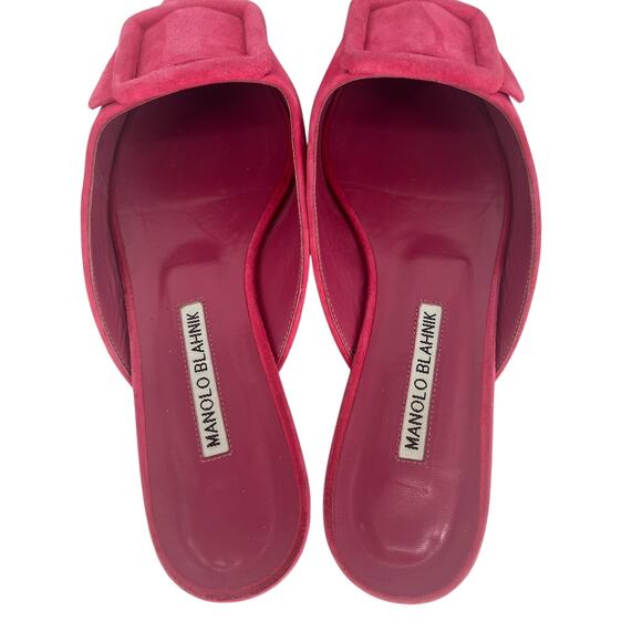 Manolo Blahnik Maysale Suede Flats In Pink - Picture 14 of 16